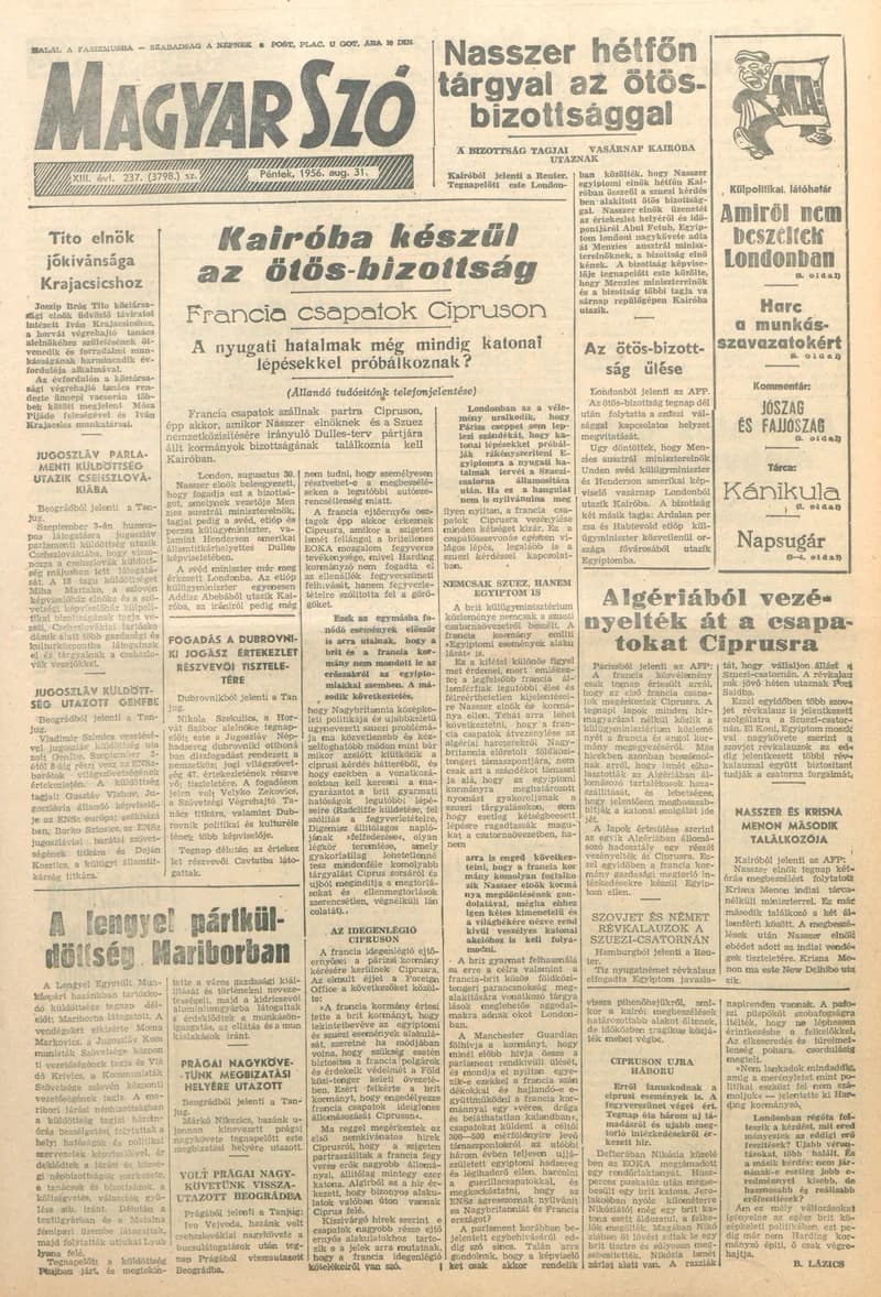 Magyar Szó, 13. évf. 1956. augusztus 31. 237. sz. 1–10. oldal