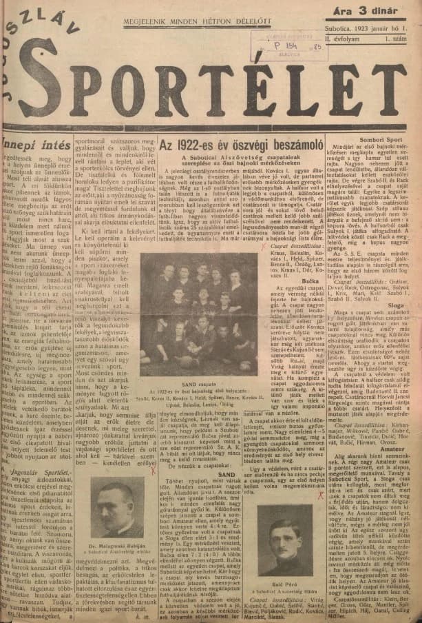 Jugoszláv sportélet, 2. évf. 1923. január 1. 1. sz.