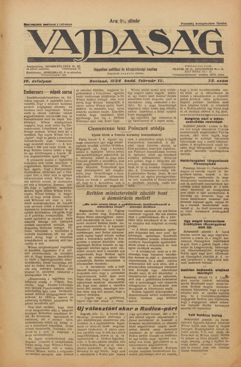Vajdaság, 4. évf. 1924. február 12. 35. sz.