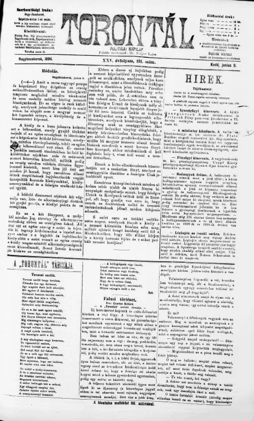 Torontál, 25. évf. 1896. június 9. 131. sz.