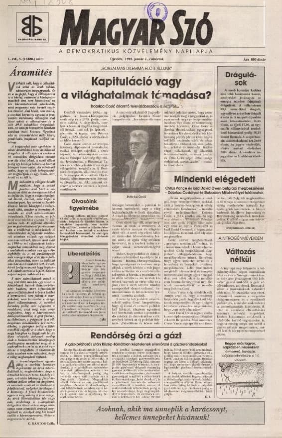 Magyar Szó, 50. évf. 1993. január 7. 5. sz. 1–16. oldal