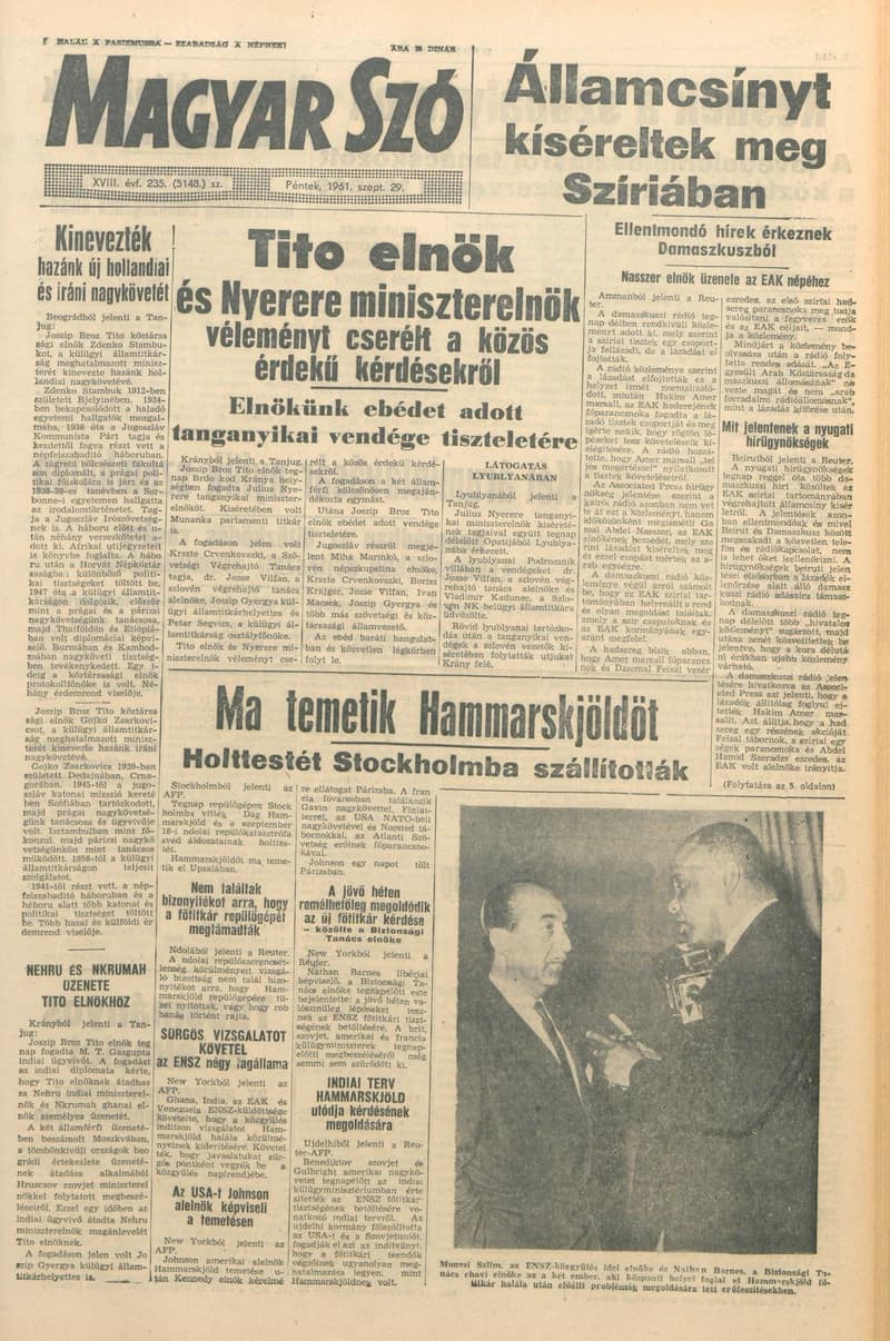Magyar Szó, 18. évf. 1961. szeptember 29. 235. sz. 1–14. oldal