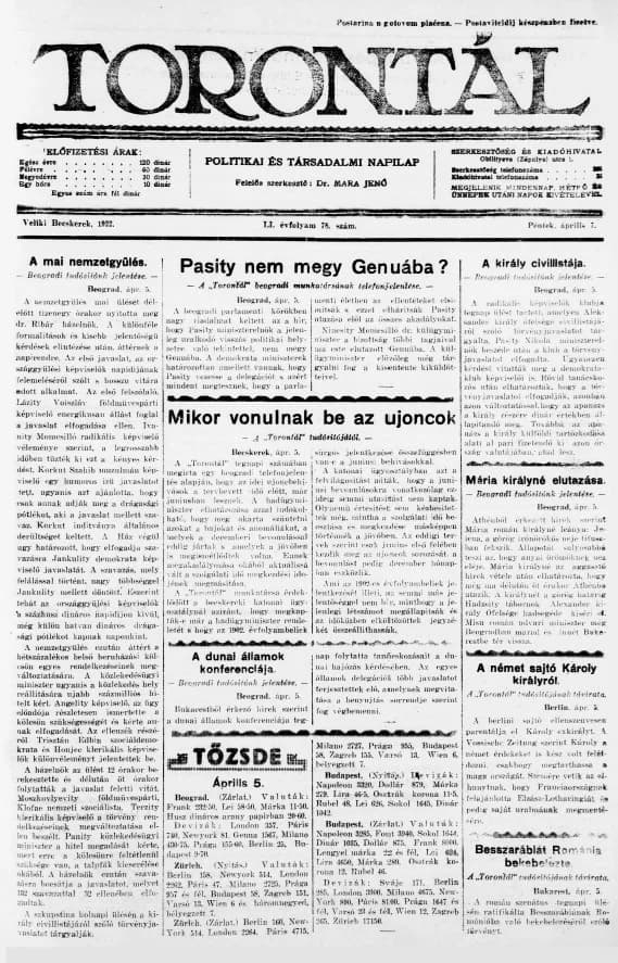 Torontál, 51. évf. 1922. április 7. 78. sz.