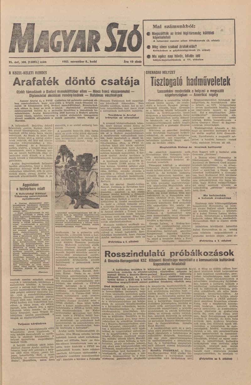 Magyar Szó, 40. évf. 1983. november 8. 308. sz.