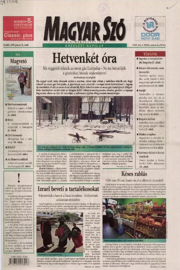 Magyar Szó, 66. évf. 2009. január 13. 8. sz. 1–20. oldal