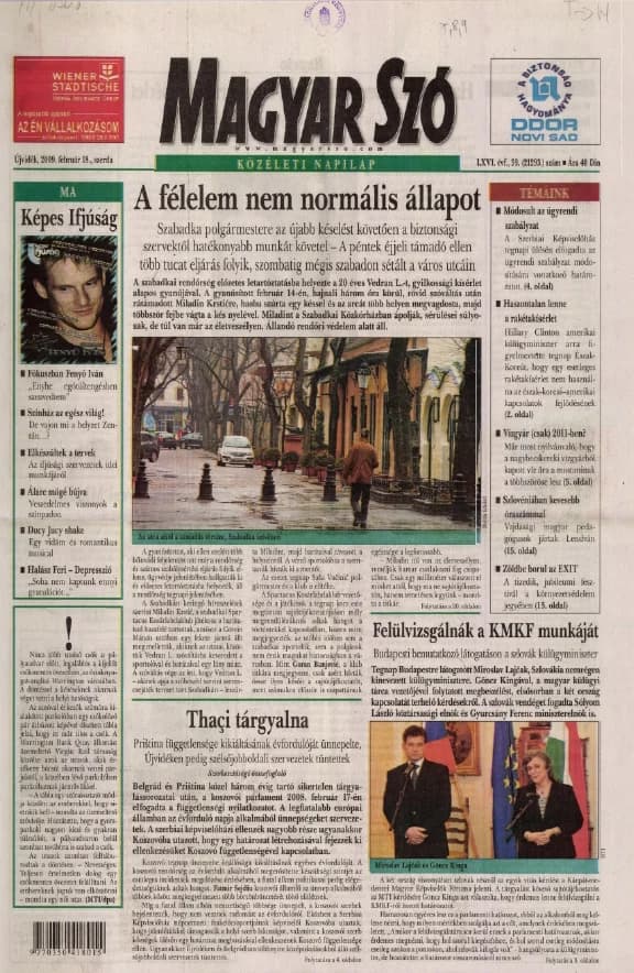Magyar Szó, 66. évf. 2009. február 18. 39. sz. 1–20. oldal