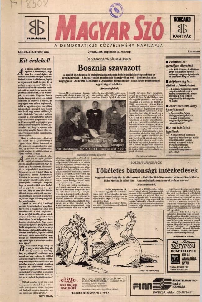 Magyar Szó, 53. évf. 1996. szeptember 15. 219. sz. 1–24. oldal
