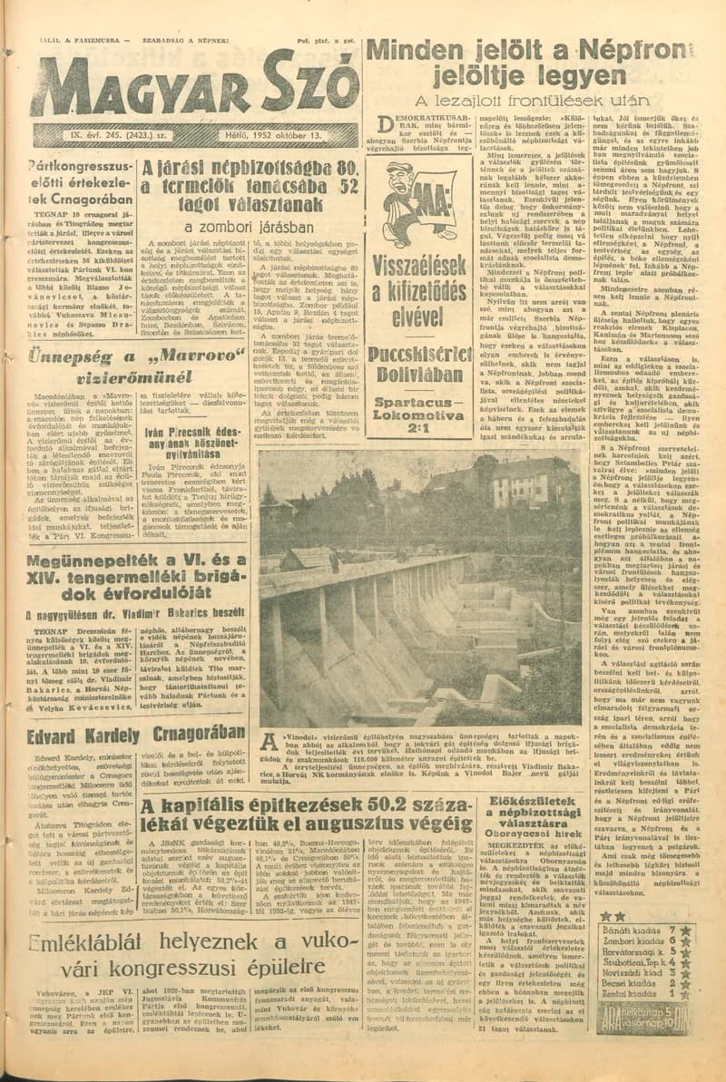 Magyar Szó, 9. évf. 1952. október 13. 245. sz. 1–8. oldal