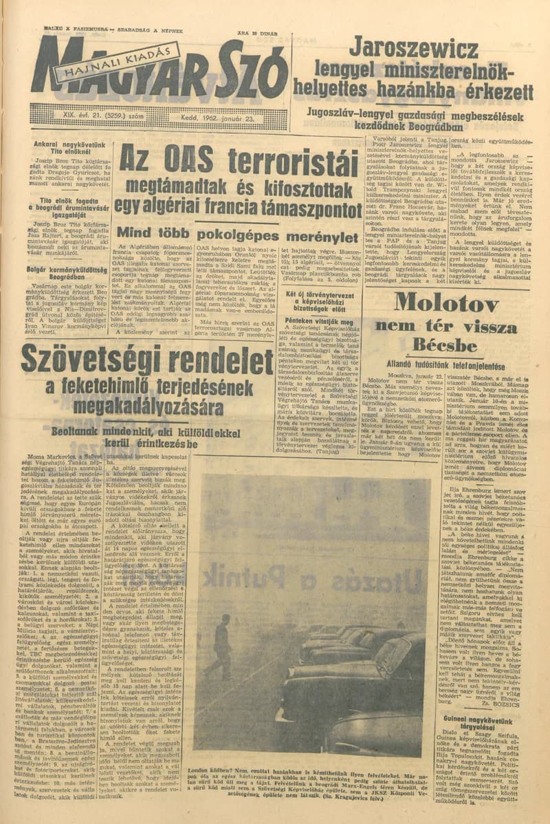 Magyar Szó, 19. évf. 1962. január 23. 21. sz. 1–16. oldal