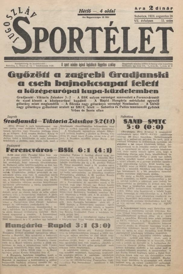 Jugoszláv sportélet, 7. évf. 1928. augusztus 26. 32. sz.