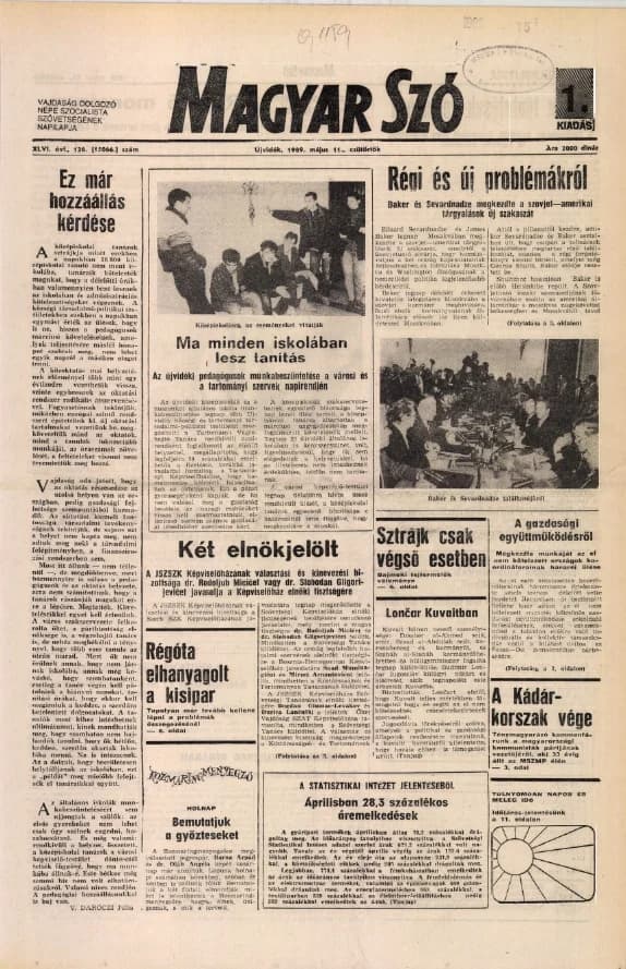 Magyar Szó, 46. évf. 1989. május 11. 126. sz. 1–16. oldal