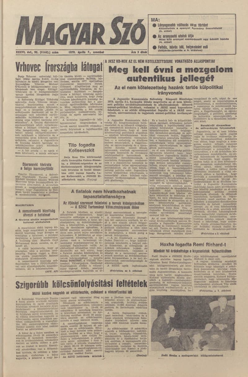 Magyar Szó, 36. évf. 1979. április 7. 95. sz. 1–20. oldal