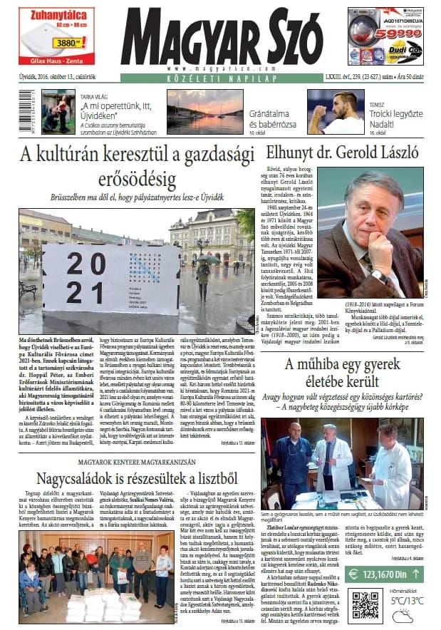 Magyar Szó, 73. évf. 2016. október 13. 239. sz. 1–20. oldal