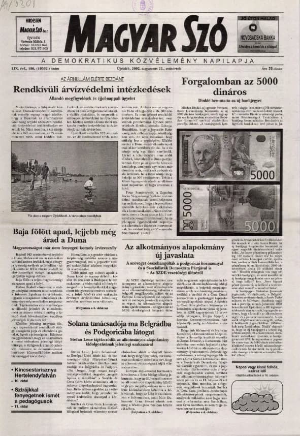 Magyar Szó, 59. évf. 2002. augusztus 22. 196. sz. 1–16. oldal