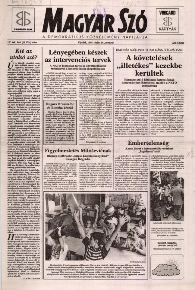 Magyar Szó, 55. évf. 1998. június 20. 146. sz. 1–16. oldal