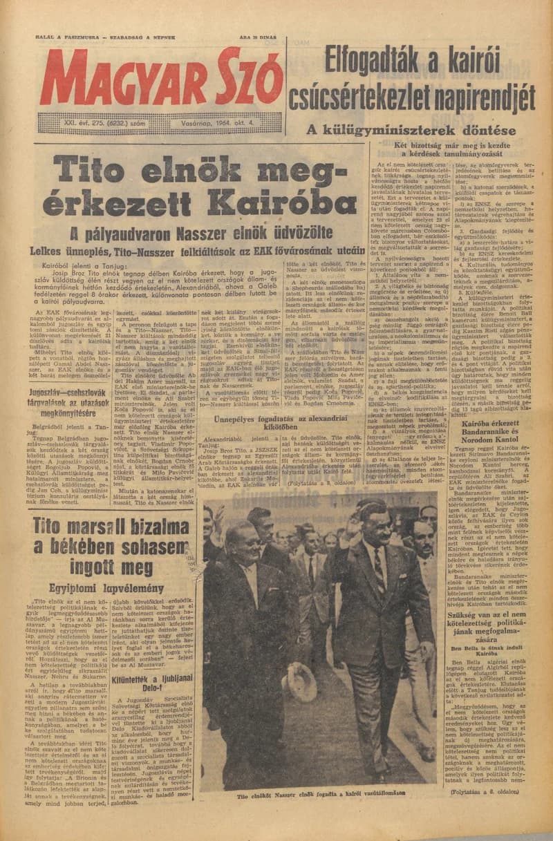Magyar Szó, 21. évf. 1964. október 4. 275. sz. 1–24. oldal