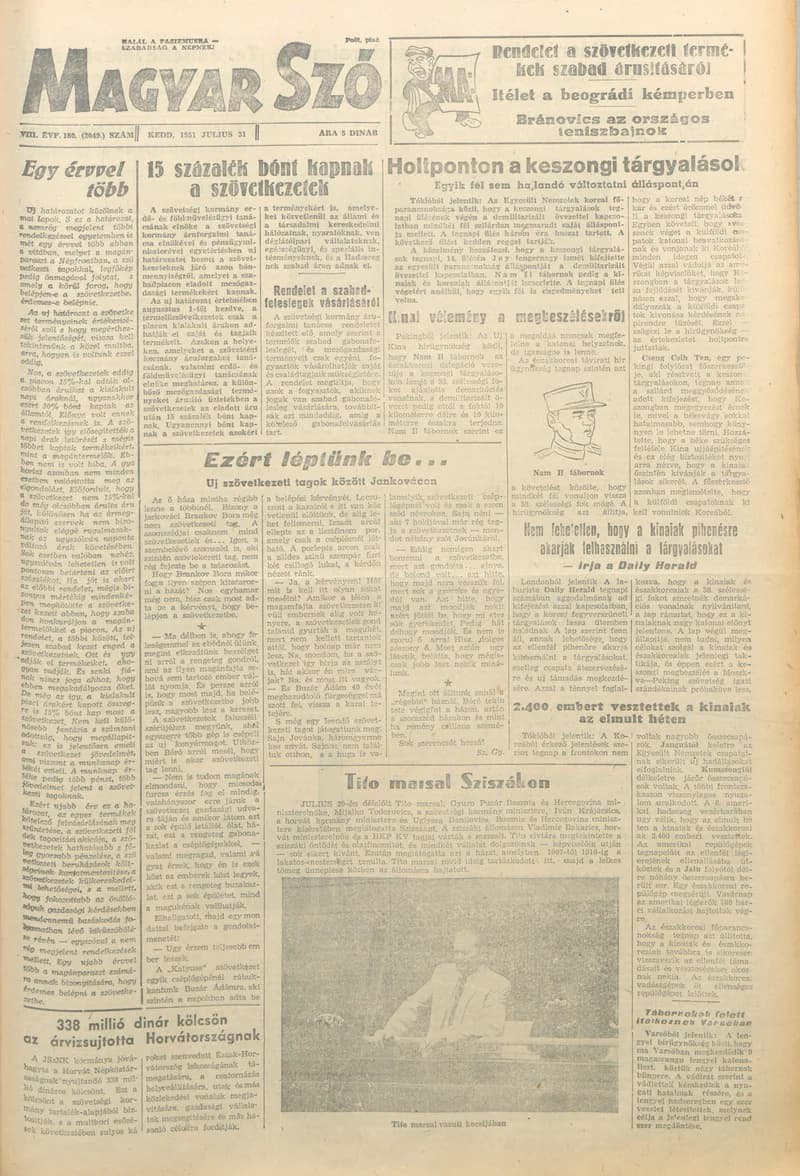 Magyar Szó, 8. évf. 1951. július 31. 180. sz. 1–4. oldal