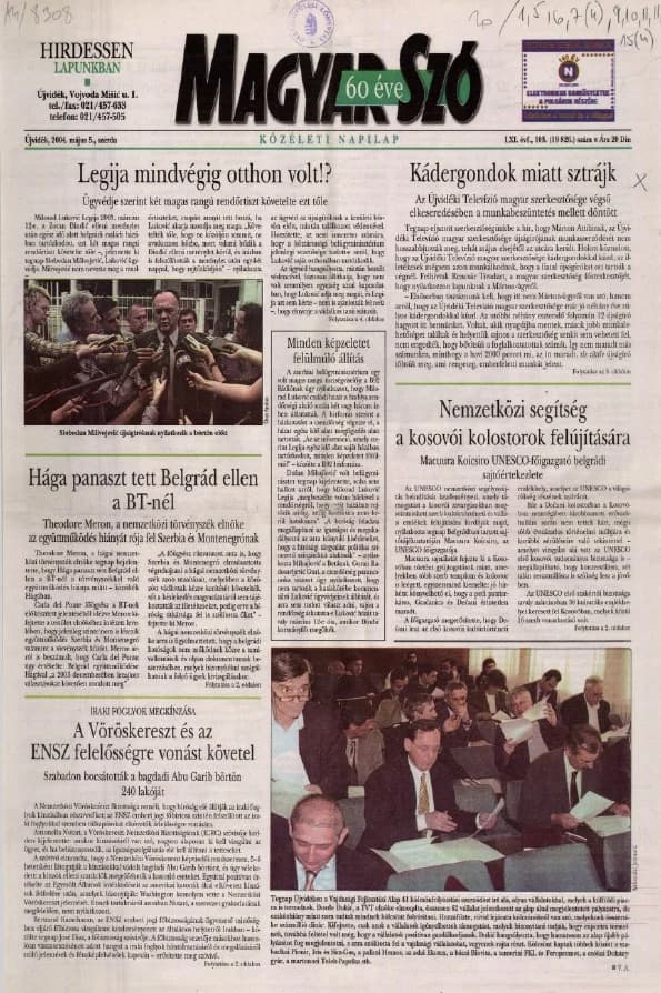 Magyar Szó, 61. évf. 2004. május 5. 103. sz. 1–20. oldal