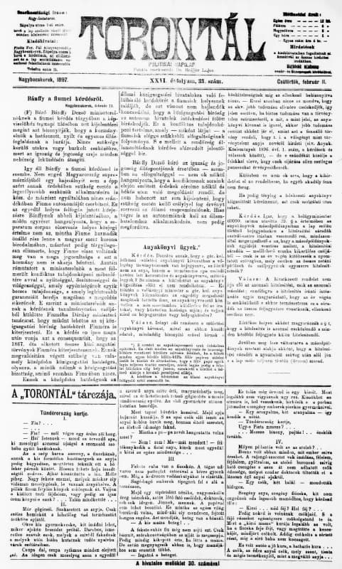 Torontál, 26. évf. 1897. február 11. 33. sz.