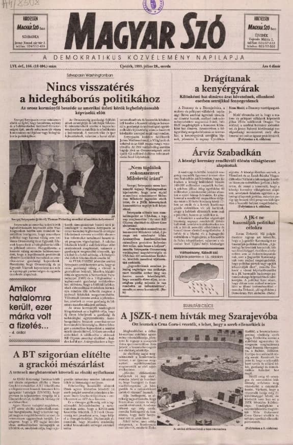 Magyar Szó, 56. évf. 1999. július 28. 166. sz. 1–16. oldal