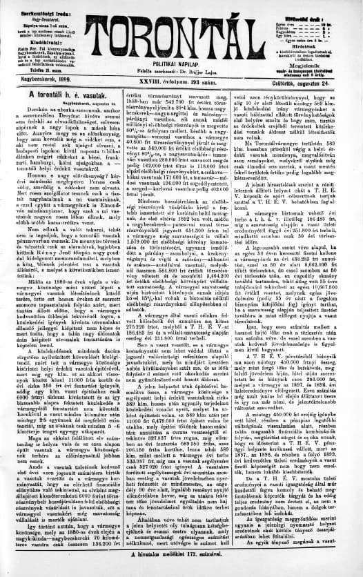 Torontál, 28. évf. 1899. augusztus 24. 193. sz.