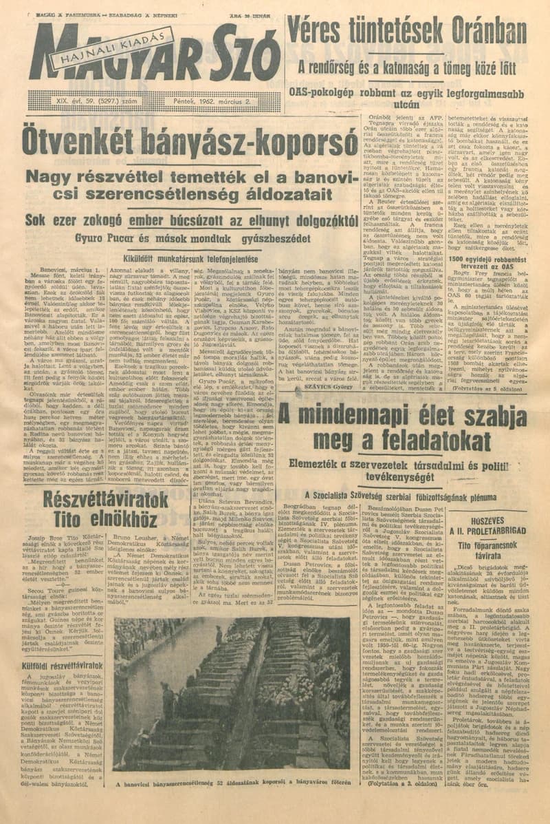 Magyar Szó, 19. évf. 1962. március 2. 59. sz. 1–12. oldal
