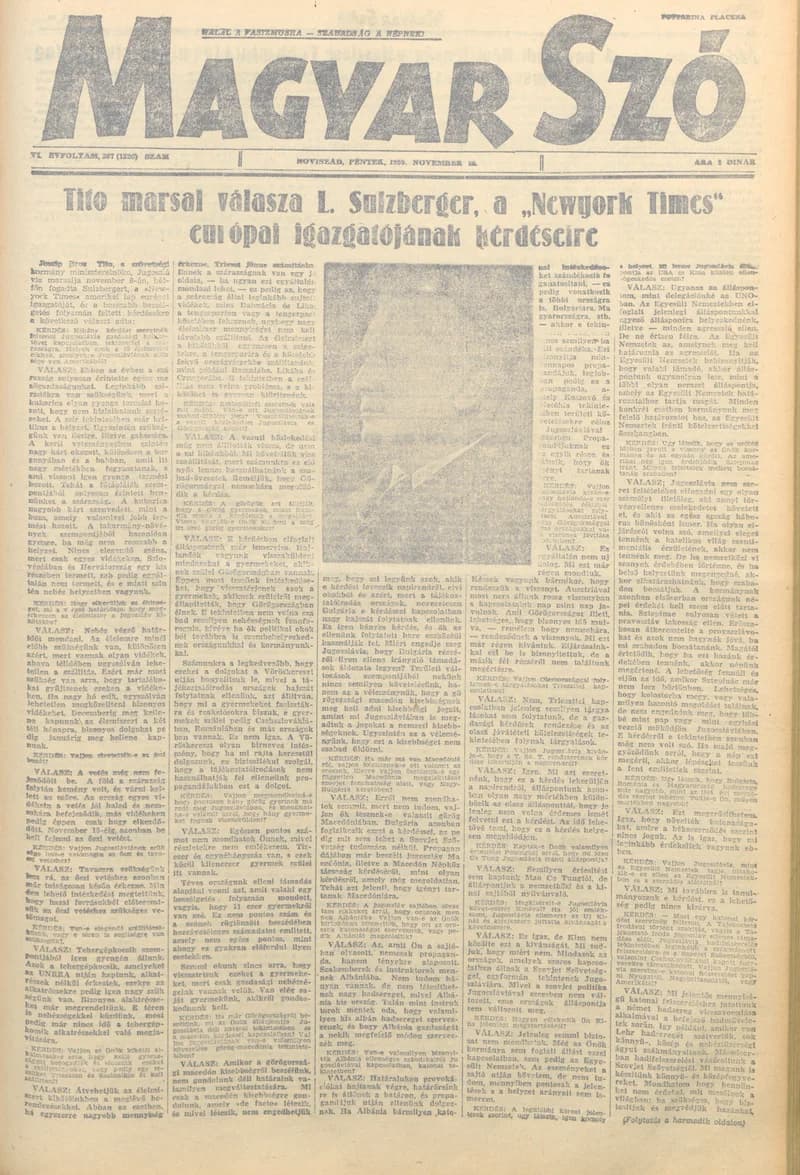Magyar Szó, 7. évf. 1950. november 10. 267. sz. 1–4. oldal