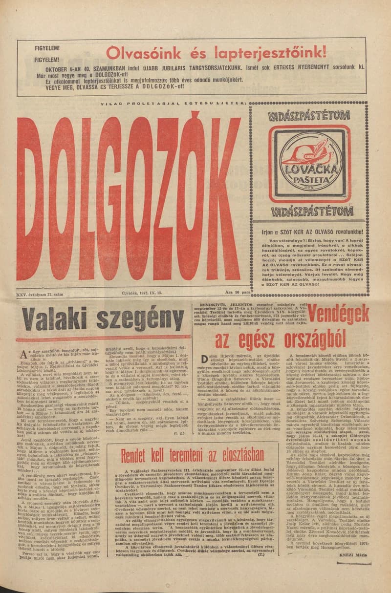 Dolgozók, 26. évf. 1972. szeptember 15. 37. sz.
