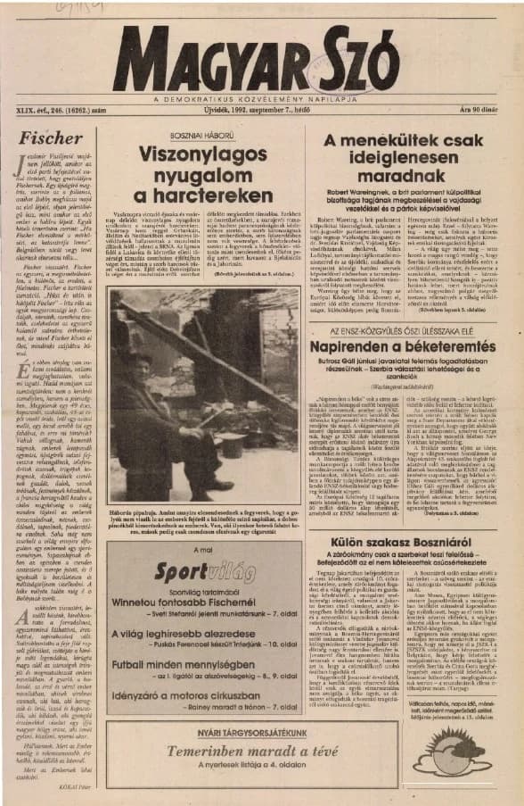 Magyar Szó, 49. évf. 1992. szeptember 7. 246. sz. 1–16. oldal