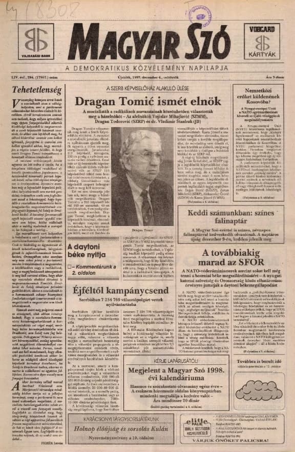 Magyar Szó, 54. évf. 1997. december 4. 284. sz. 1–16. oldal