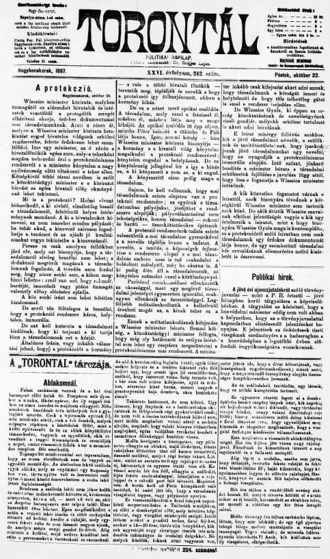 Torontál, 26. évf. 1897. október 22. 242. sz.