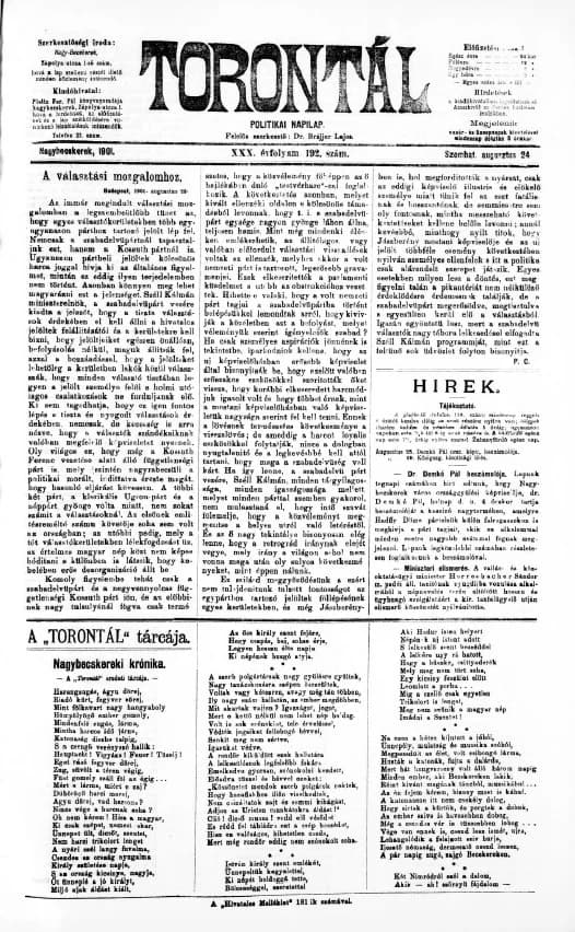 Torontál, 30. évf. 1901. augusztus 24. 192. sz.