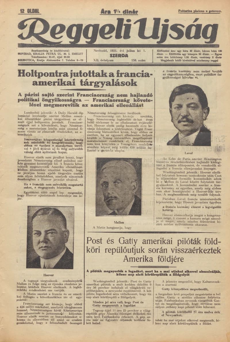Reggeli Újság, 12. évf. 1931. július 1. 150. sz.