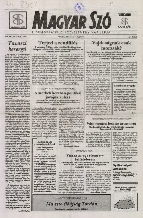 Magyar Szó, 54. évf. 1997. március 7. 55. sz. 1–16. oldal