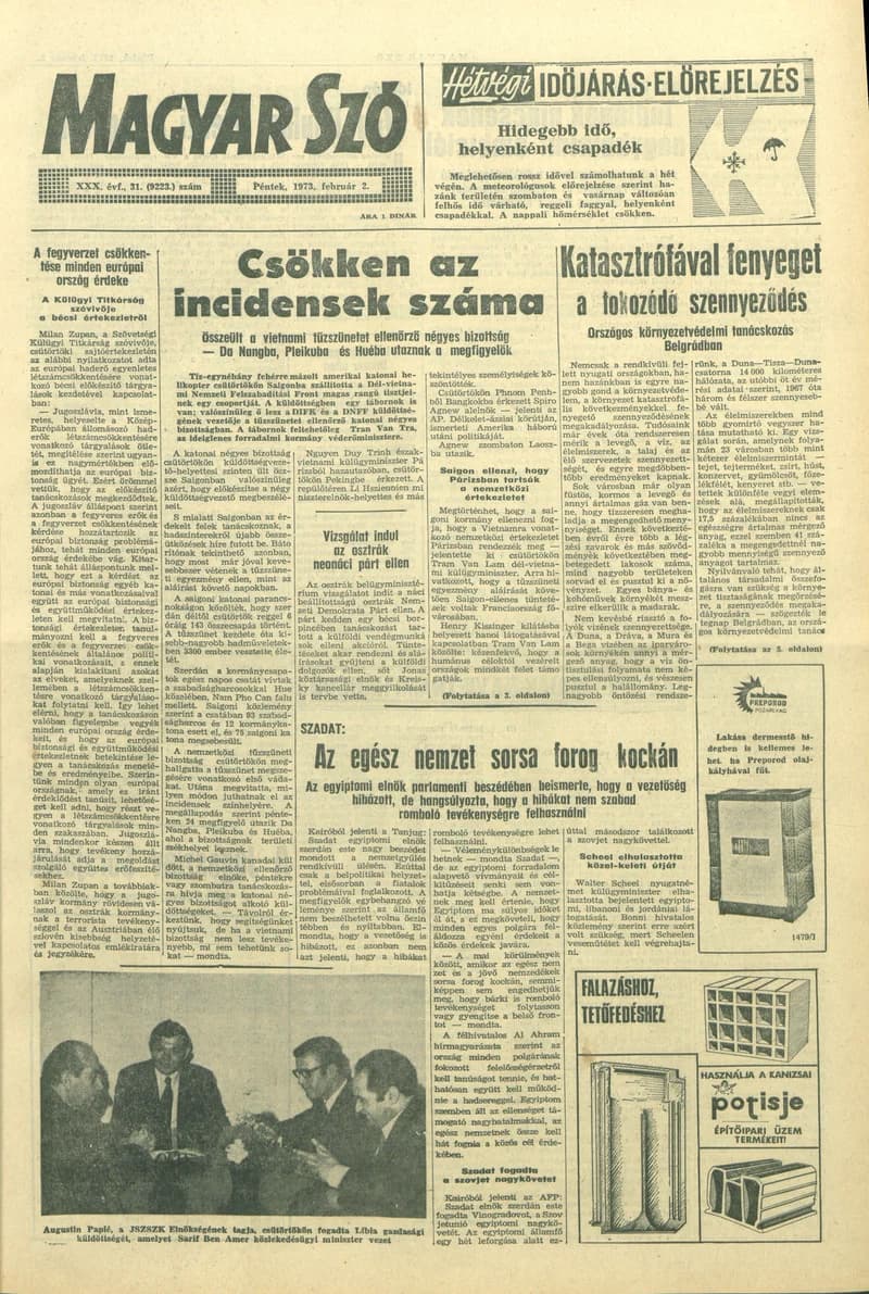 Magyar Szó, 30. évf. 1973. február 2. 31. sz. 1–14. oldal