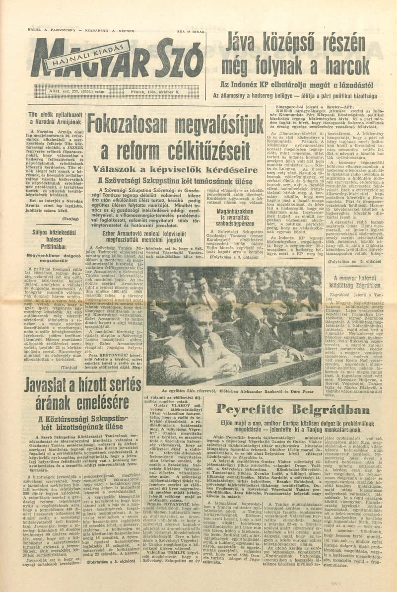 Magyar Szó, 22. évf. 1965. október 8. 277. sz. 1–16. oldal
