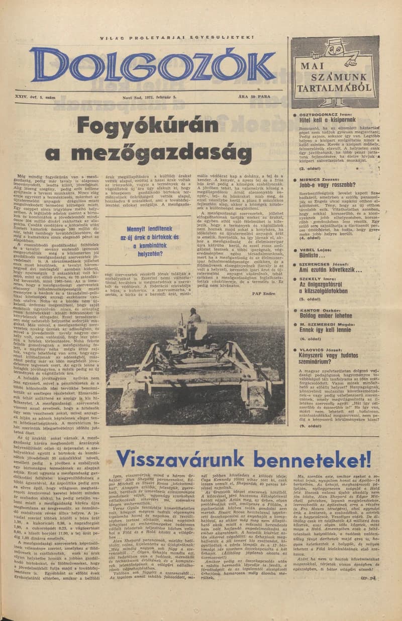Dolgozók, 25. évf. 1971. február 5. 5. sz.