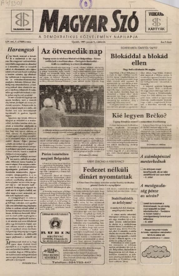 Magyar Szó, 54. évf. 1997. január 9. 6. sz. 1–16. oldal