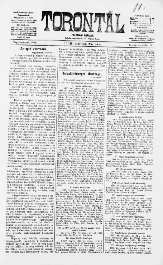 Torontál, 33. évf. 1904. december 14. 285. sz.