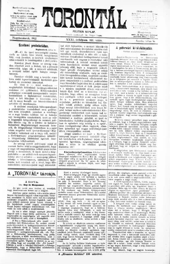 Torontál, 31. évf. 1902. július 16. 161. sz.
