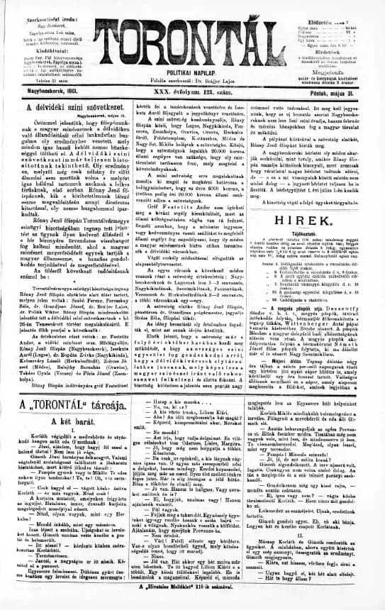 Torontál, 30. évf. 1901. május 31. 123. sz.