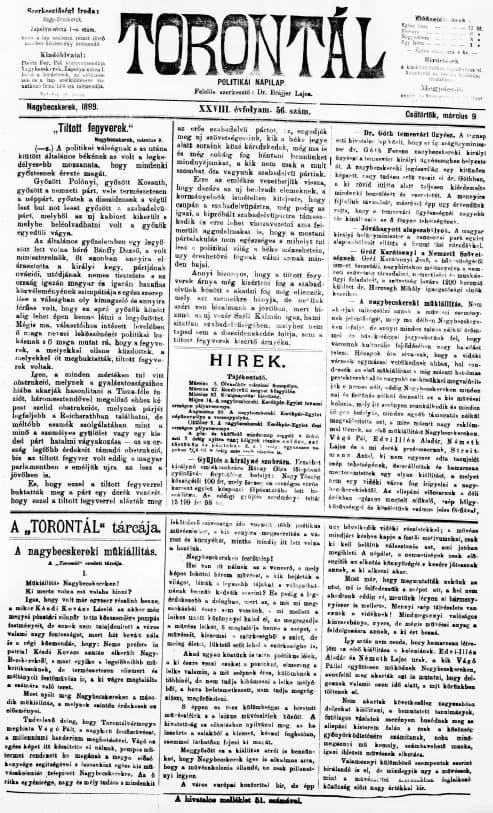 Torontál, 28. évf. 1899. március 9. 56. sz.