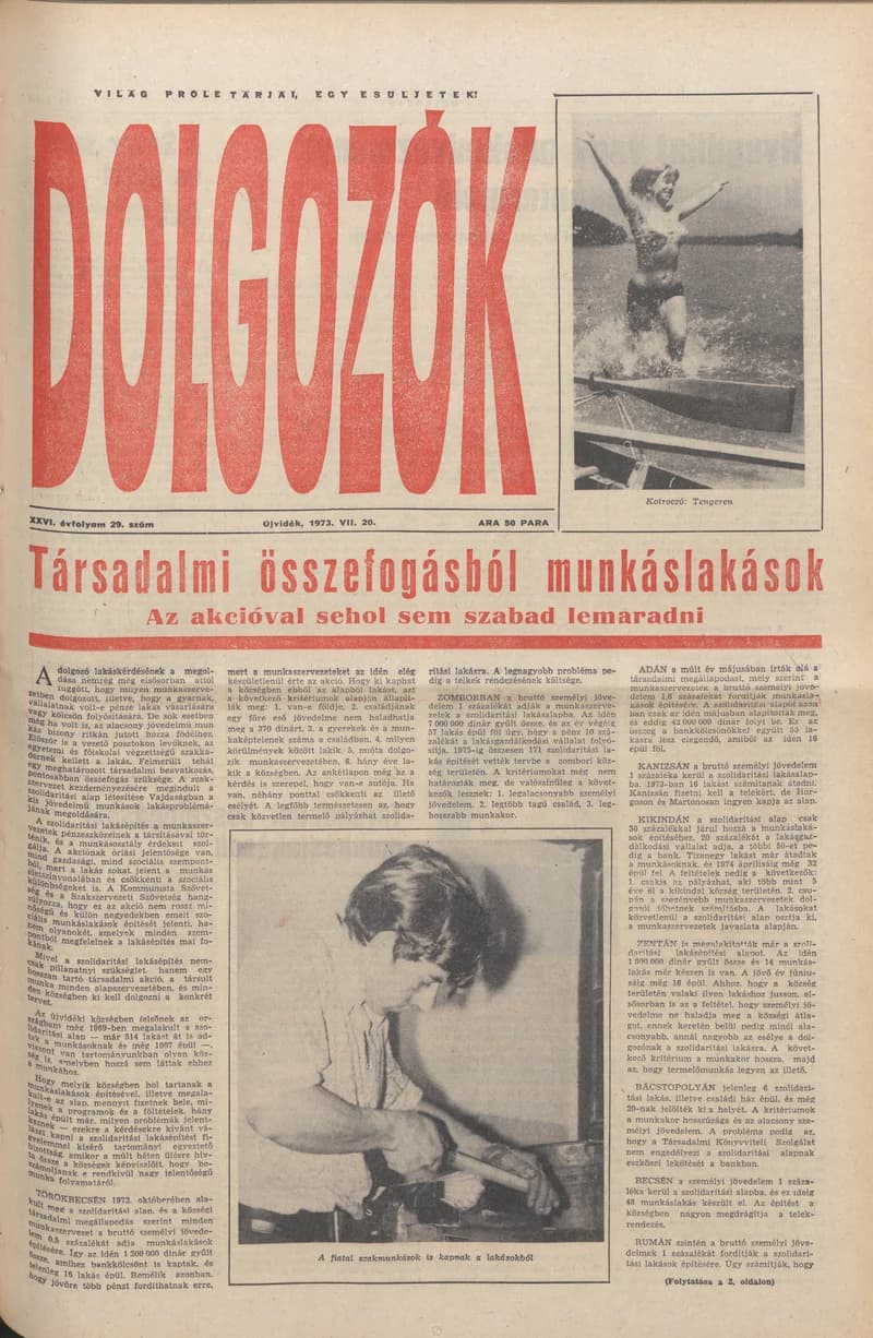 Dolgozók, 27. évf. 1973. július 20. 29. sz.