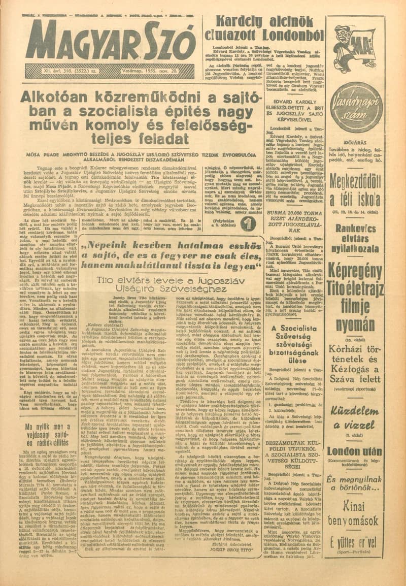 Magyar Szó, 12. évf. 1955. november 20. 318. sz. 1–16. oldal