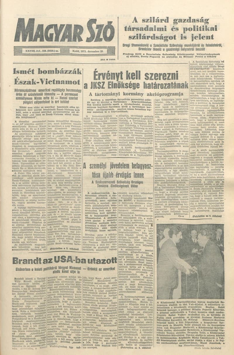 Magyar Szó, 28. évf. 1971. december 28. 356. sz. 1–16. oldal