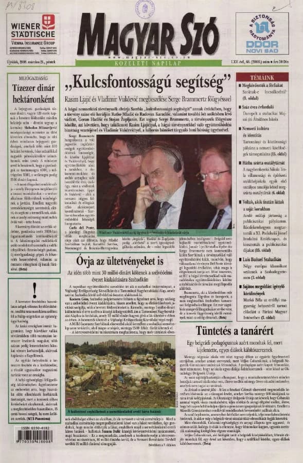 Magyar Szó, 65. évf. 2008. március 21. 66. sz. 1–20. oldal