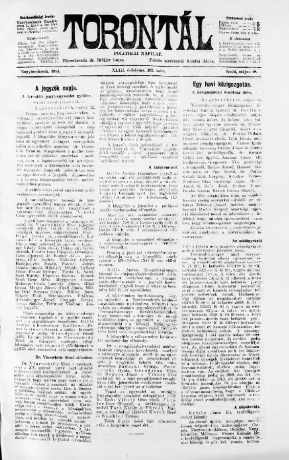 Torontál, 43. évf. 1914. május 12. 107. sz.