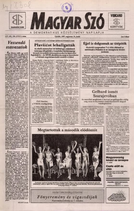 Magyar Szó, 54. évf. 1997. augusztus 19. 194. sz. 1–16. oldal