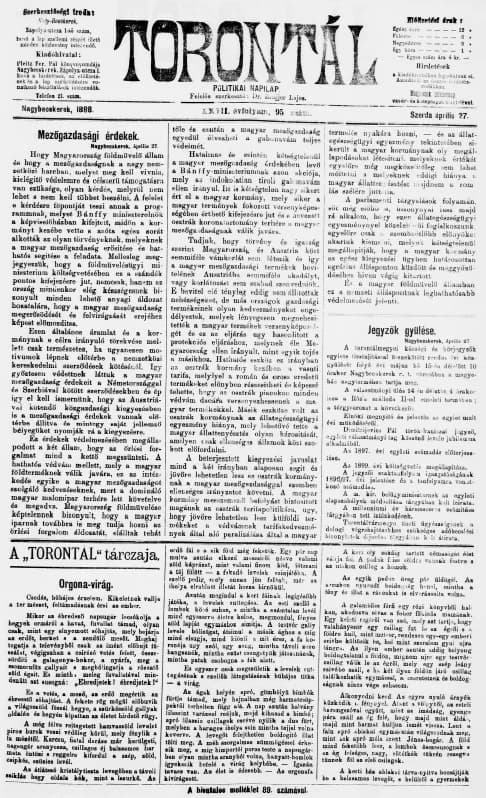 Torontál, 27. évf. 1898. április 27. 95. sz.