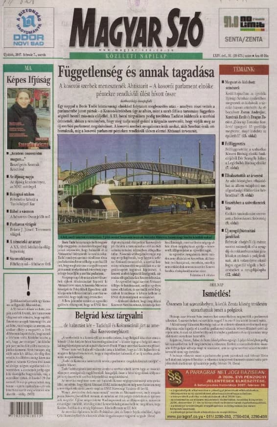 Magyar Szó, 64. évf. 2007. február 7. 31. sz. 1–20. oldal